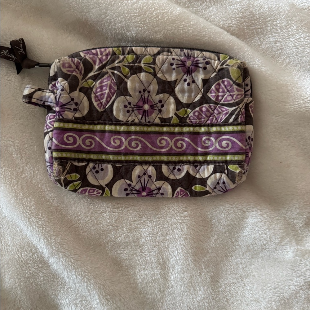 Vera Bradley Makeup Pouch FLAWED Plum Petals